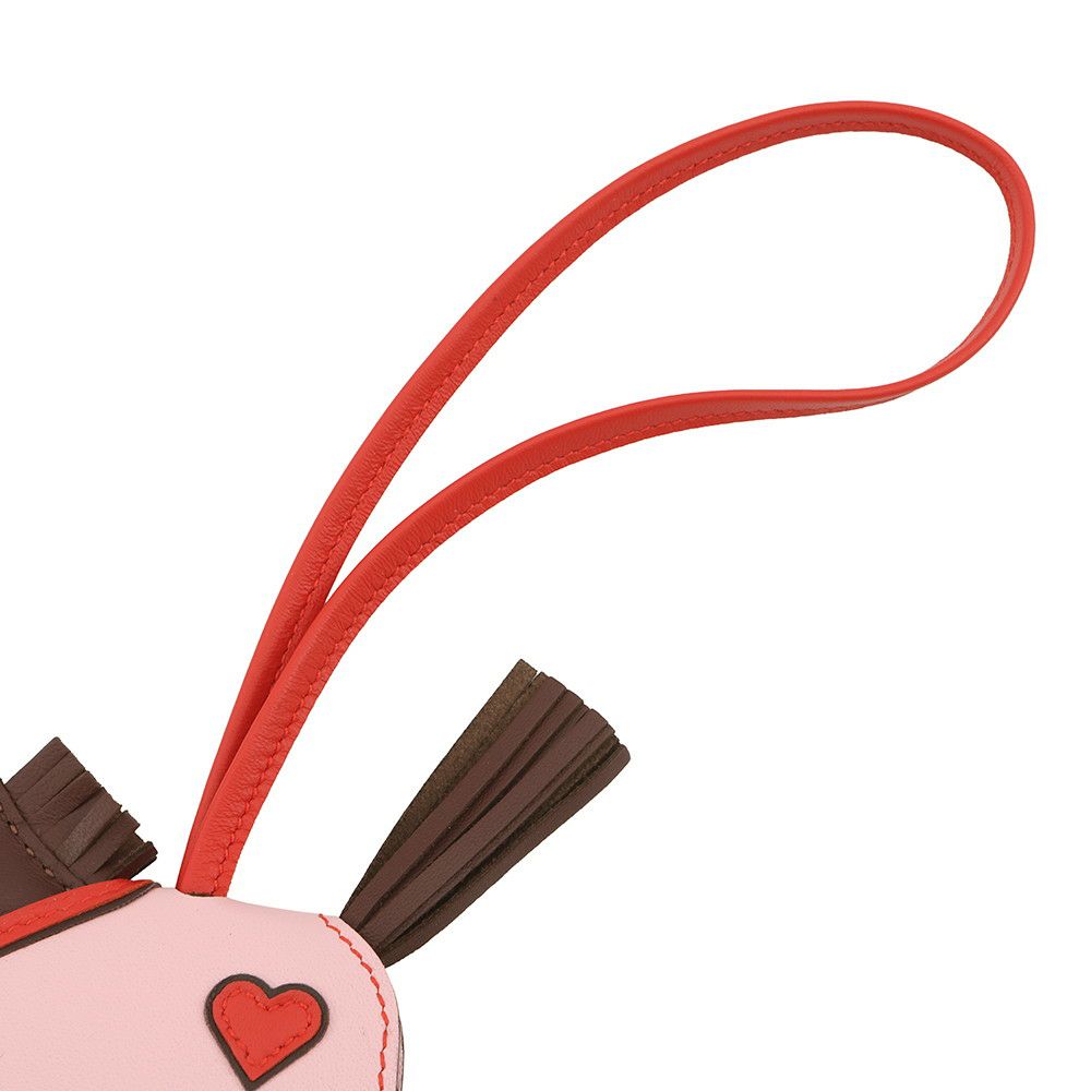 エルメス バッグチャーム ロデオPM ロベオクール テール/カプシーヌ/ローズサクラ ラムスキン K刻印 HERMES