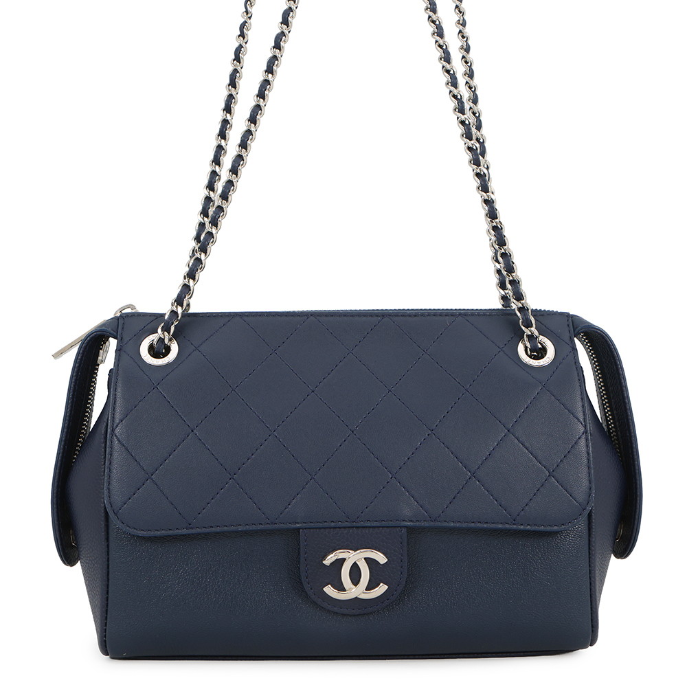 シャネル チェーンショルダーバッグ マトラッセ ココマーク ダブルチェーン ラムスキン CHANEL