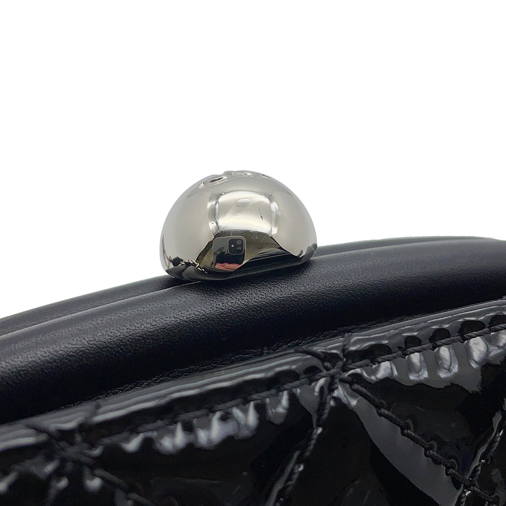 シャネル チェーンショルダーバッグ マトラッセ ココマーク パテント/レザー CHANEL チェーンポシェット 黒