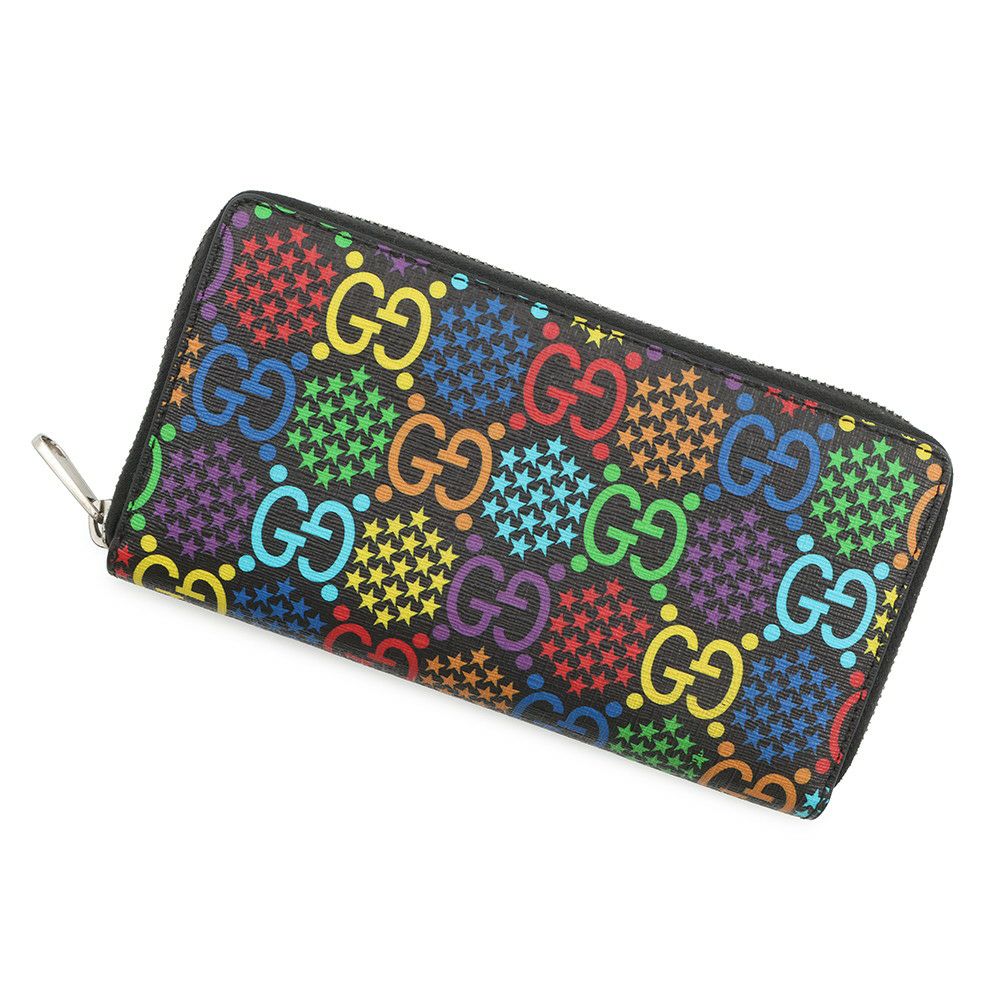 グッチ 長財布 GGサイケデリック ジップアラウンドウォレット 601079 GUCCI 財布 ラウンドファスナー 黒