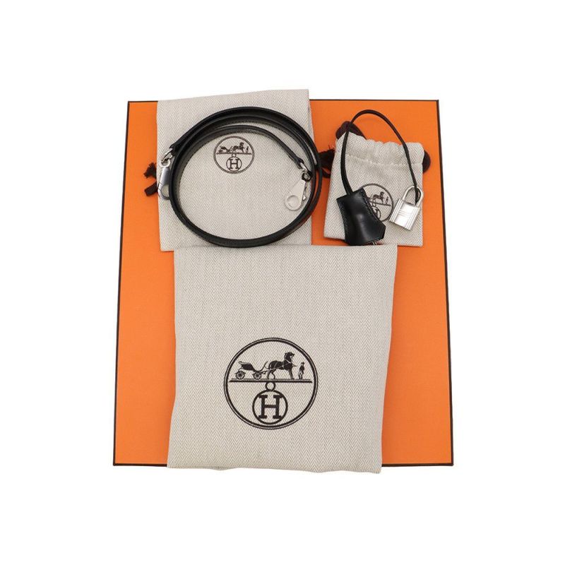 エルメス ハンドバッグ ケリー25 外縫い ブラック/シルバー金具 ボックスカーフ K刻印 ２wayショルダー 黒