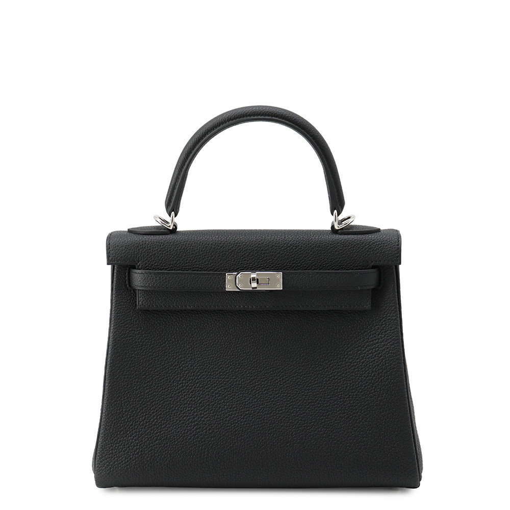 エルメス ハンドバッグ ケリー25 内縫い ブラック/シルバー金具 トゴ K刻印 ２wayショルダー 黒