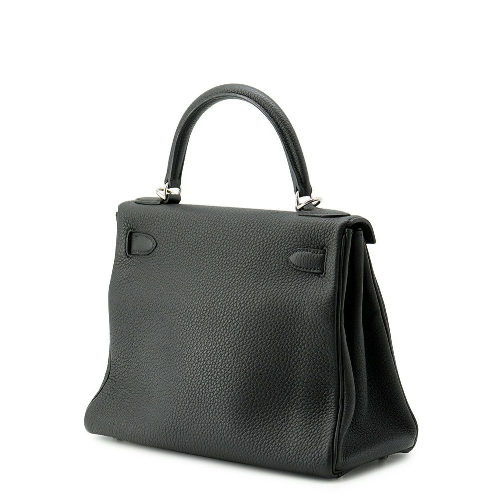 エルメス ハンドバッグ ケリー28 内縫い ブラック/シルバー金具 トゴ X刻印 ２wayショルダー 黒