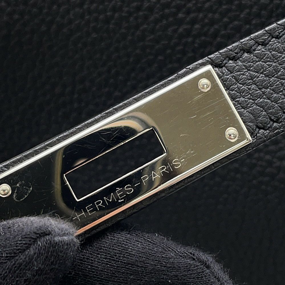 エルメス ハンドバッグ ケリー28 内縫い ブラック/シルバー金具 トゴ X刻印 ２wayショルダー 黒