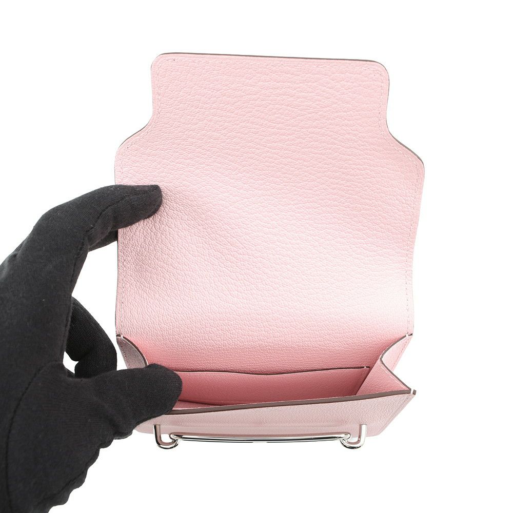 エルメス 財布 ロウリス ルリ スリム ローズサクラ/シルバー金具 シェブルミゾル K刻印 HERMES 財布