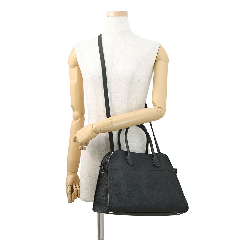 ザ ロウ ハンドバッグ ソフトマルゴー12 レザー W1586 THE ROW 2way 黒