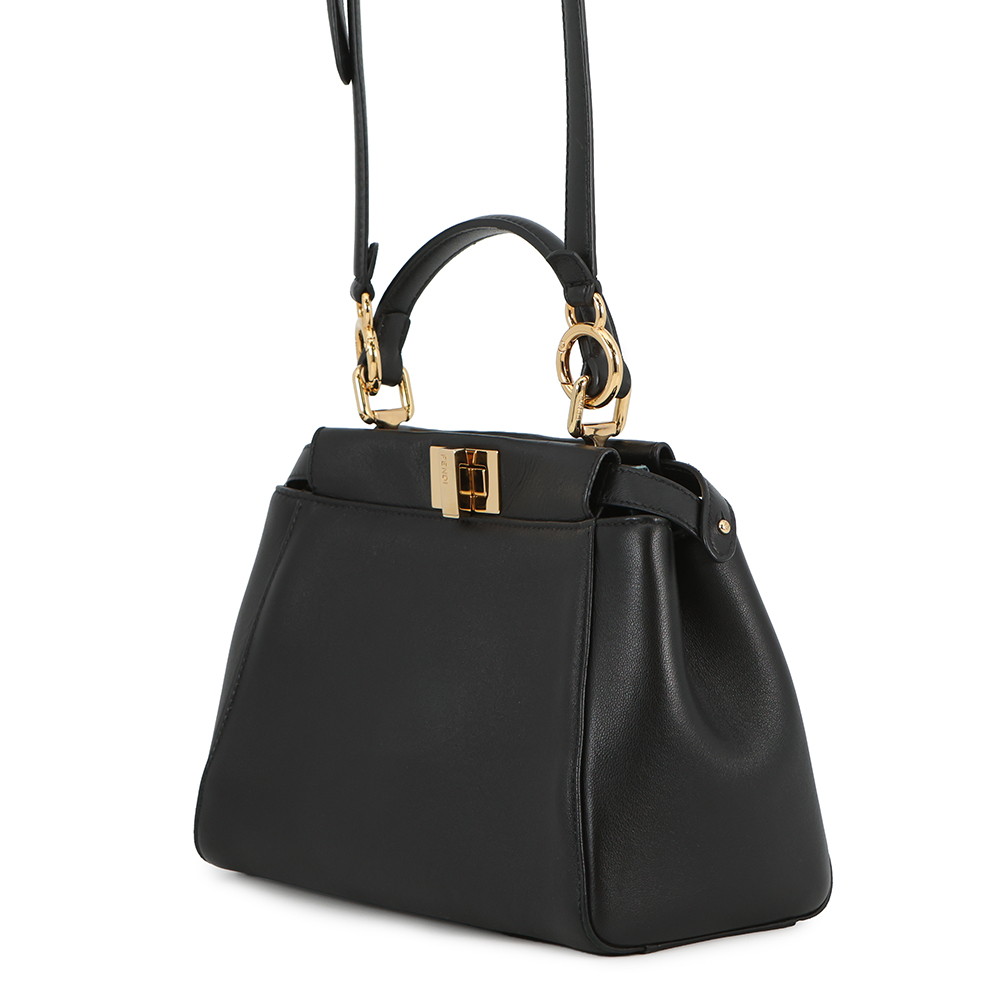 フェンディ ハンドバッグ ミニ ピーカブー レザー 8BN244 FENDI バッグ ショルダーバッグ 黒