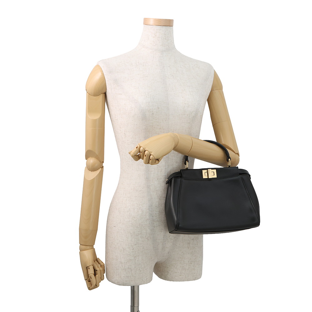 フェンディ ハンドバッグ ミニ ピーカブー レザー 8BN244 FENDI バッグ ショルダーバッグ 黒