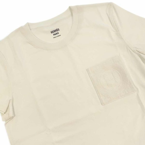 エルメス Ｔシャツ 刺繍入りポケット コットン レディースサイズ38 HERMES アパレル 白 | 中古・新品ブランド販売ギャラリーレア公式通販