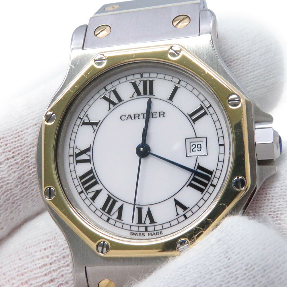 カルティエ サントスオクタゴン LM Cartier 腕時計 白文字盤