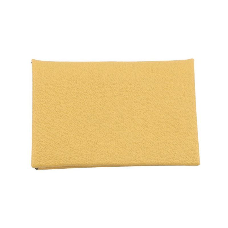 エルメス カードケース カルヴィ ジョーヌマンゴー シェブルミゾル K刻印 HERMES 名刺入れ