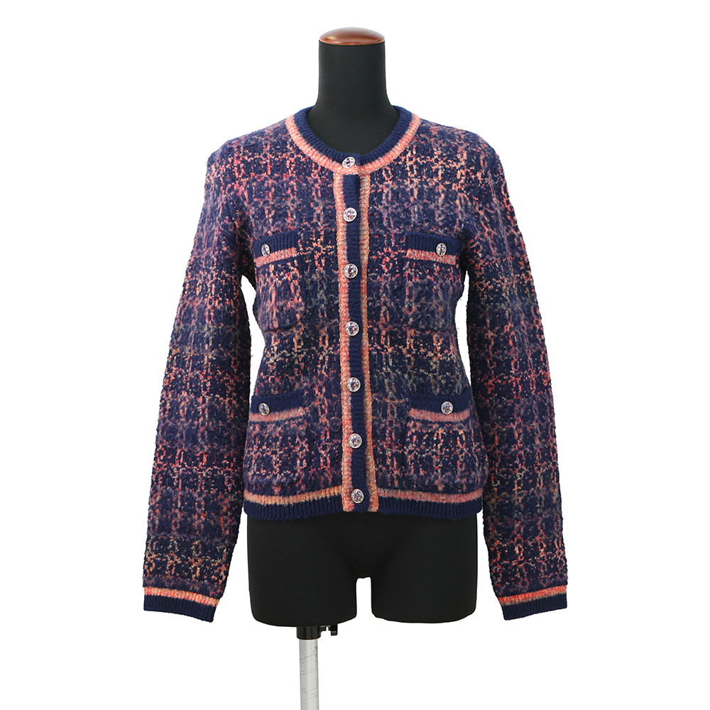 シャネル ジャケット ツイード ニットジャケット カシミヤ ウール レディースサイズ38 P72941 CHANEL アウター