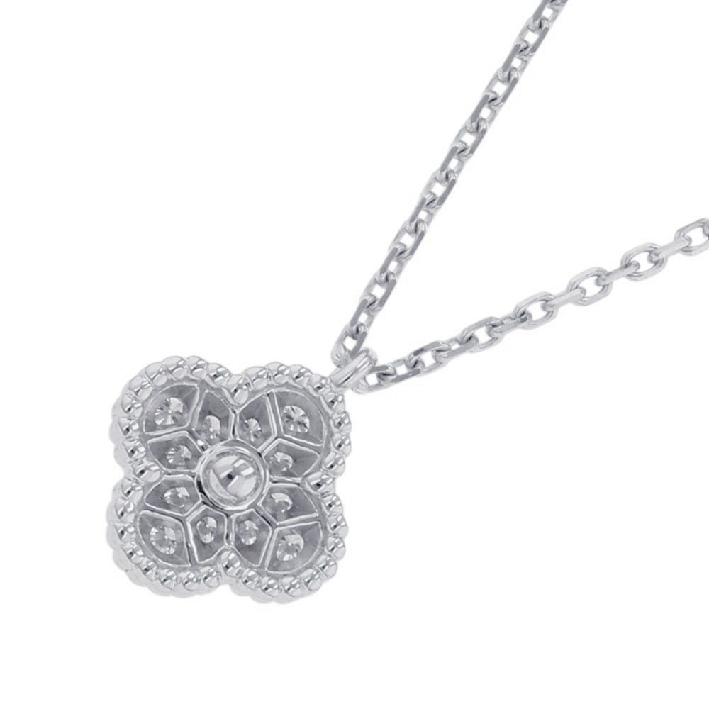 ヴァンクリーフ&アーペル ネックレス スウィート アルハンブラ ペンダント ダイヤ 12P 計0.08ct K18WGホワイトゴールド VCARO85900