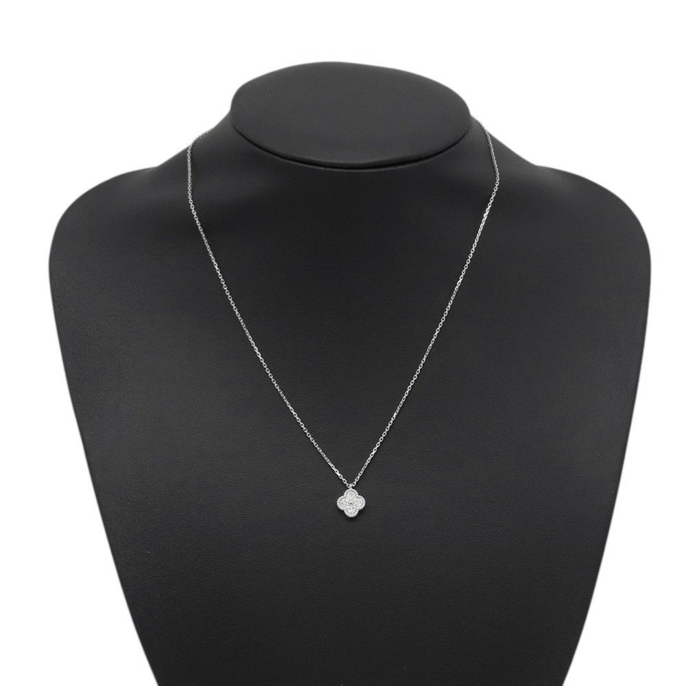 ヴァンクリーフ&アーペル ネックレス スウィート アルハンブラ ペンダント ダイヤ 12P 計0.08ct K18WGホワイトゴールド VCARO85900
