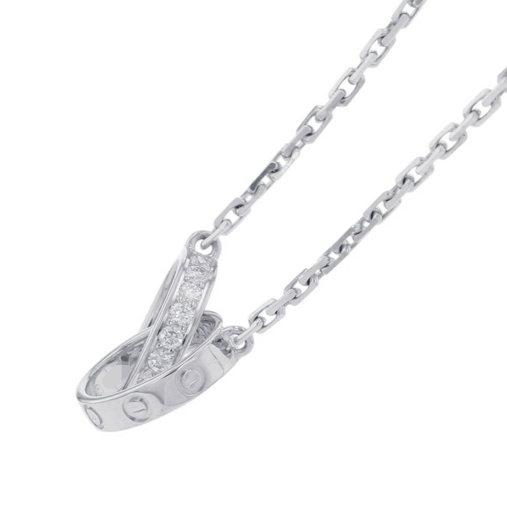 カルティエ ネックレス LOVE セミパヴェ ダイヤモンド 18P 計0.22ct K18WGホワイトゴールド B7013700 ベビーラブ ペンダント