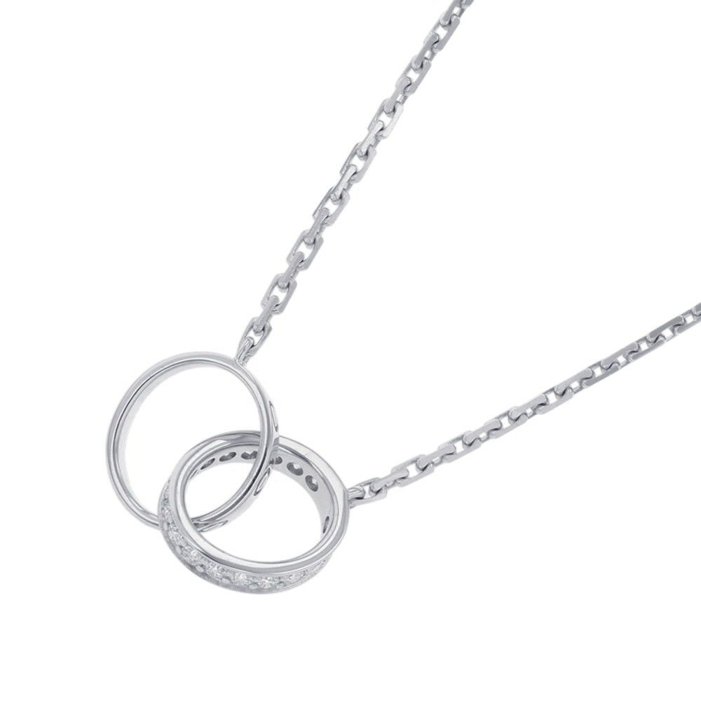 カルティエ ネックレス LOVE セミパヴェ ダイヤモンド 18P 計0.22ct K18WGホワイトゴールド B7013700 ベビーラブ ペンダント