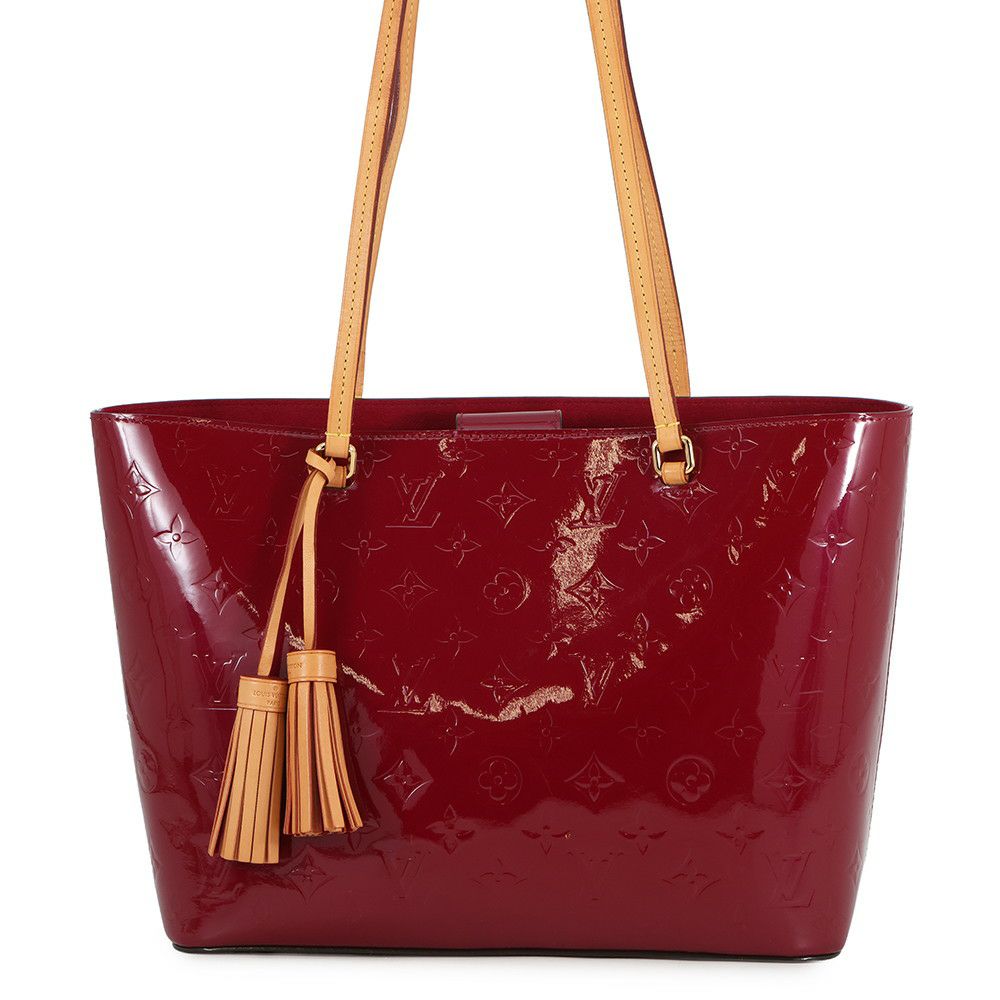 ルイヴィトン トートバッグ モノグラム・ヴェルニ ロング・ビーチPM M90480 LOUIS VUITTON ポーチ付き