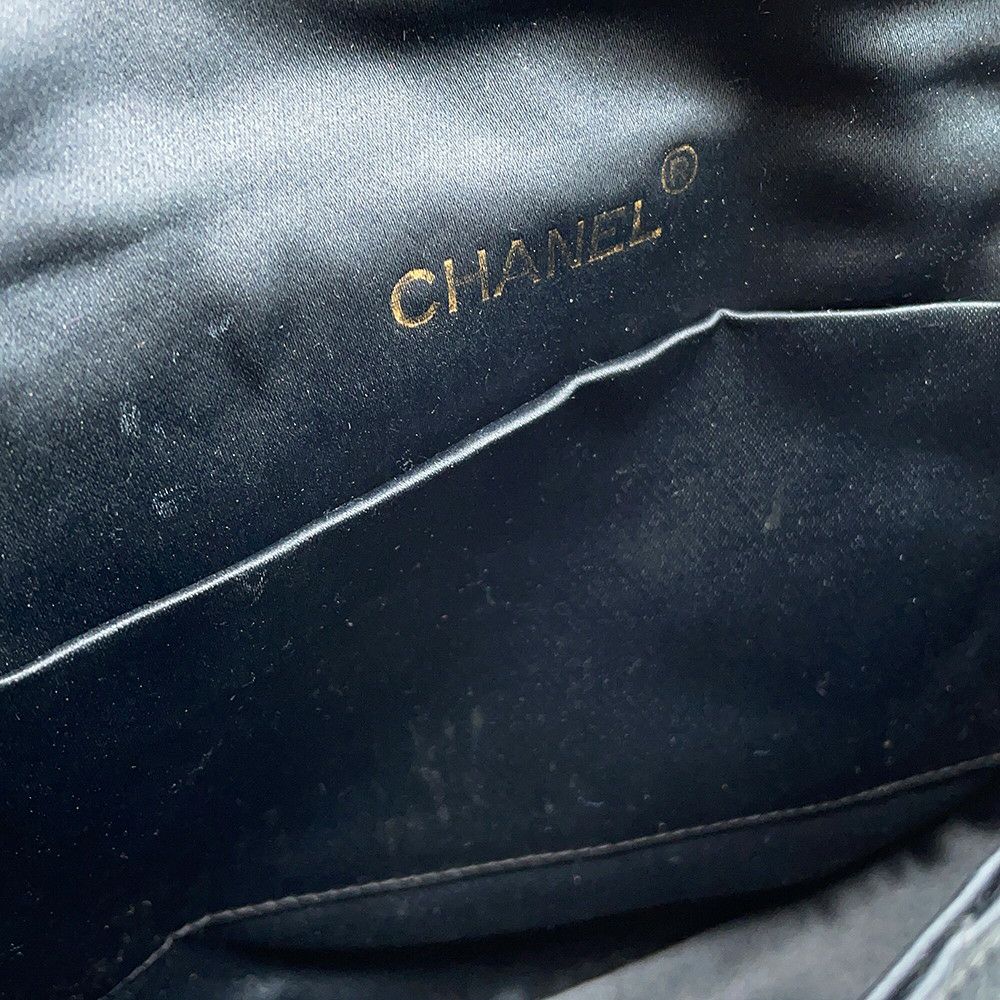 シャネル チェーンショルダーバッグ マトラッセ ココマーク サテン CHANEL 黒