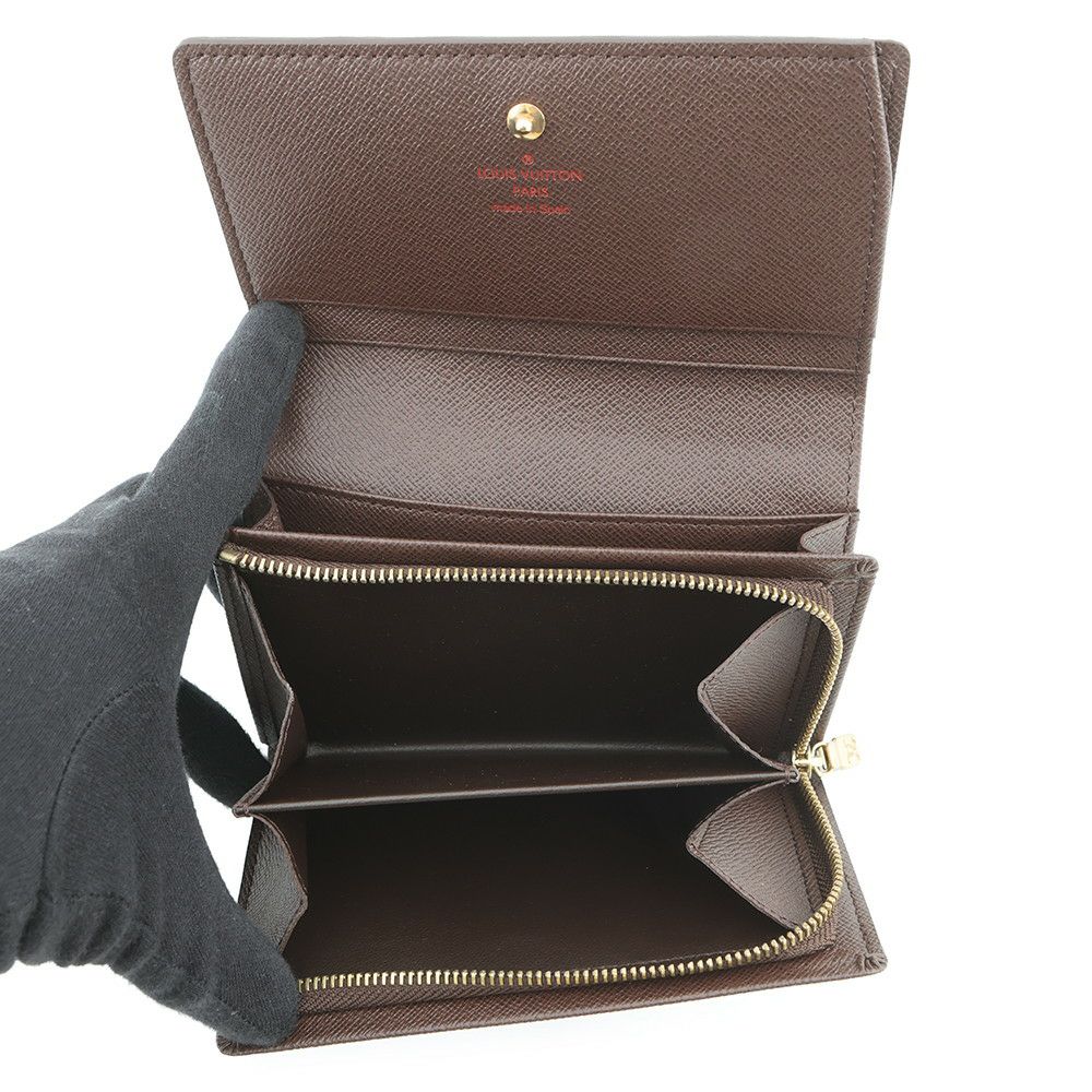 ルイヴィトン 二つ折り財布 ダミエ・エベヌ ポルトフォイユ・トレゾール N61736 LOUIS VUITTON