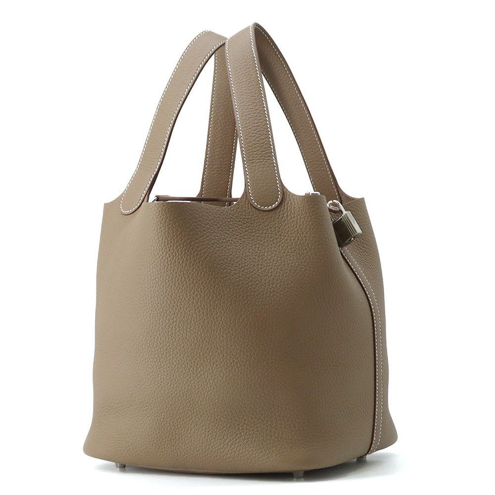 エルメス ハンドバッグ ピコタンロックMM エトゥープ/シルバー金具 トリヨンクレマンス K刻印