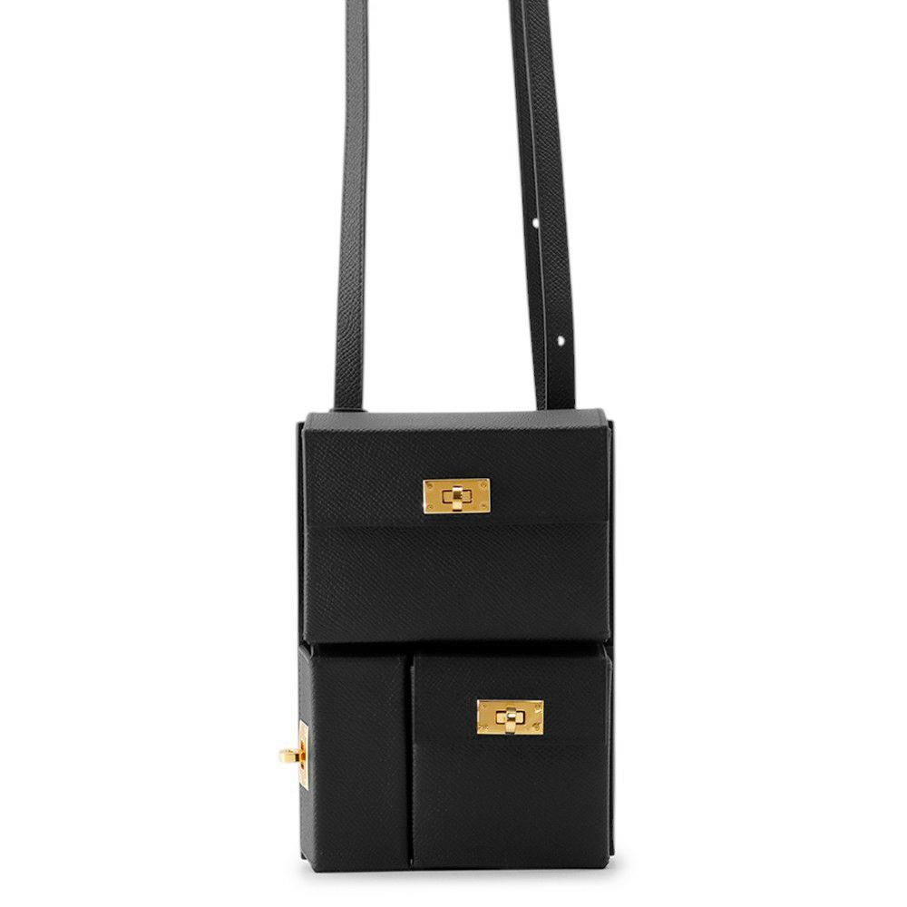 エルメス ショルダーバッグ ケリーマルチポケット ブラック/ゴールド金具 エプソン K刻印 黒