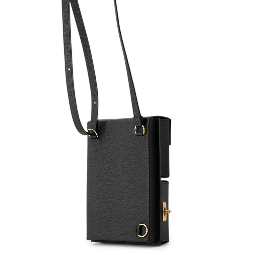 エルメス ショルダーバッグ ケリーマルチポケット ブラック/ゴールド金具 エプソン K刻印 黒