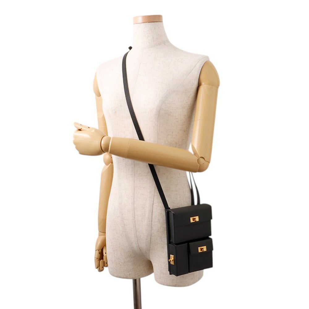 エルメス ショルダーバッグ ケリーマルチポケット ブラック/ゴールド金具 エプソン K刻印 黒