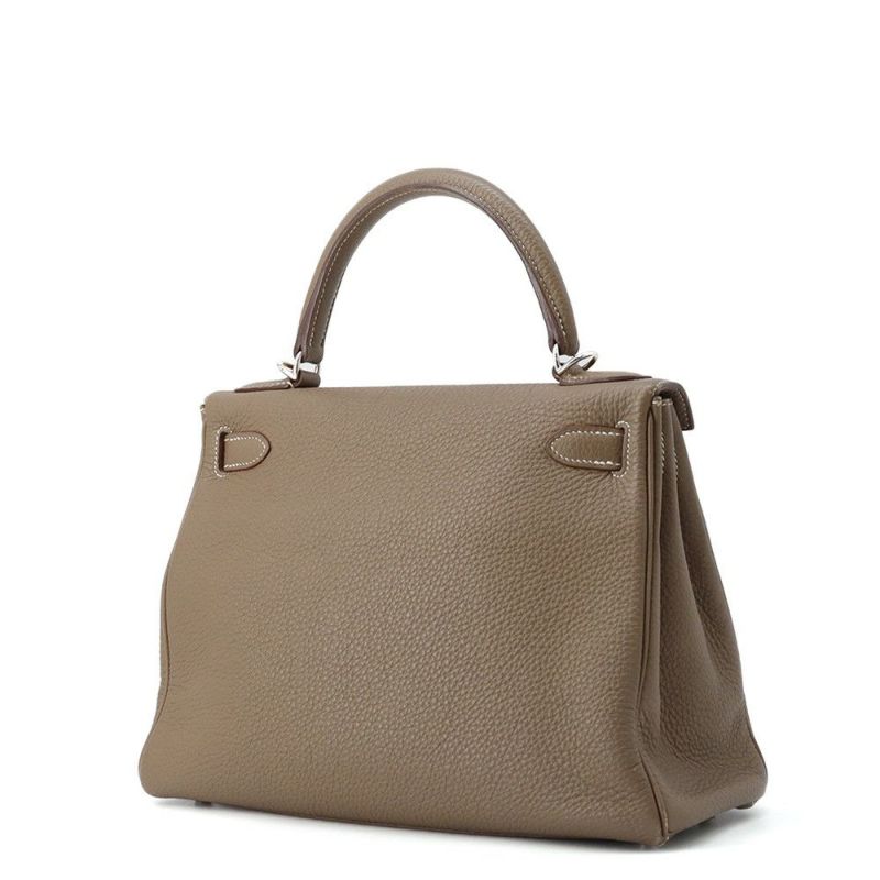 エルメス ハンドバッグ ケリー28 内縫い エトゥープ/シルバー金具 トゴ T刻印 ２wayショルダー