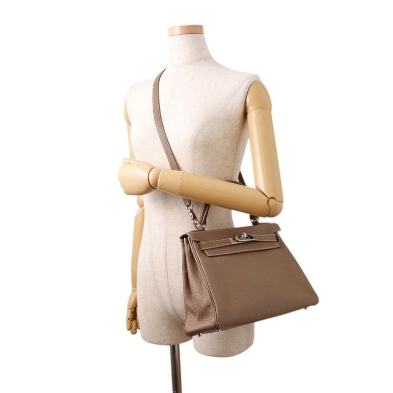 エルメス ハンドバッグ ケリー28 内縫い エトゥープ/シルバー金具 トゴ T刻印 ２wayショルダー