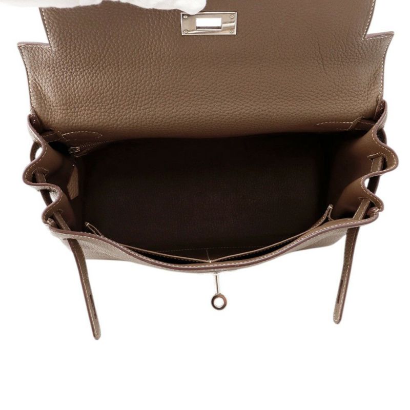 エルメス ハンドバッグ ケリー28 内縫い エトゥープ/シルバー金具 トゴ T刻印 ２wayショルダー