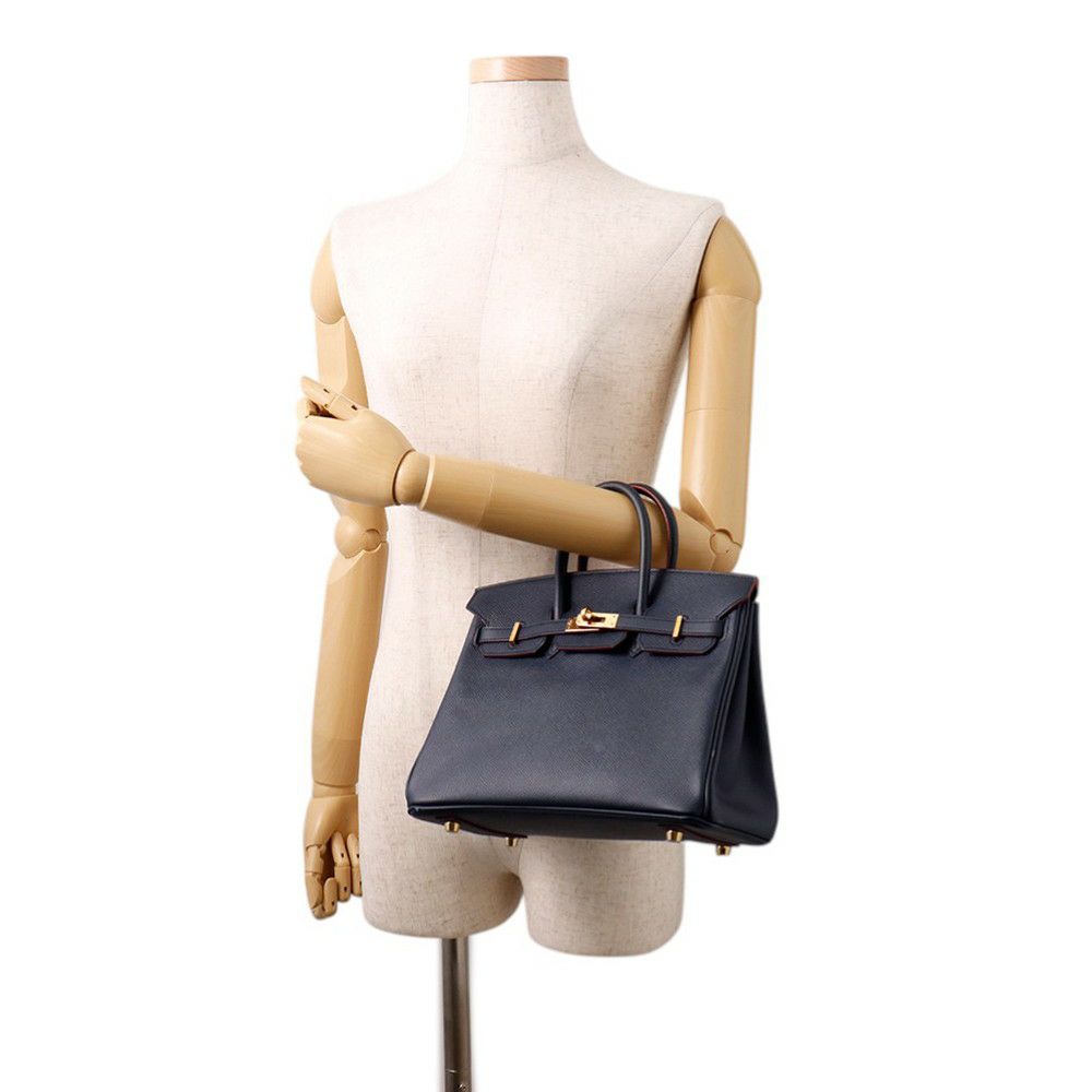 エルメス バーキン コントゥール 25 ブルーインディゴ/ルージュアッシュ/ゴールド金具 エプソン X刻印 HERMES Birkin ハンドバッグ
