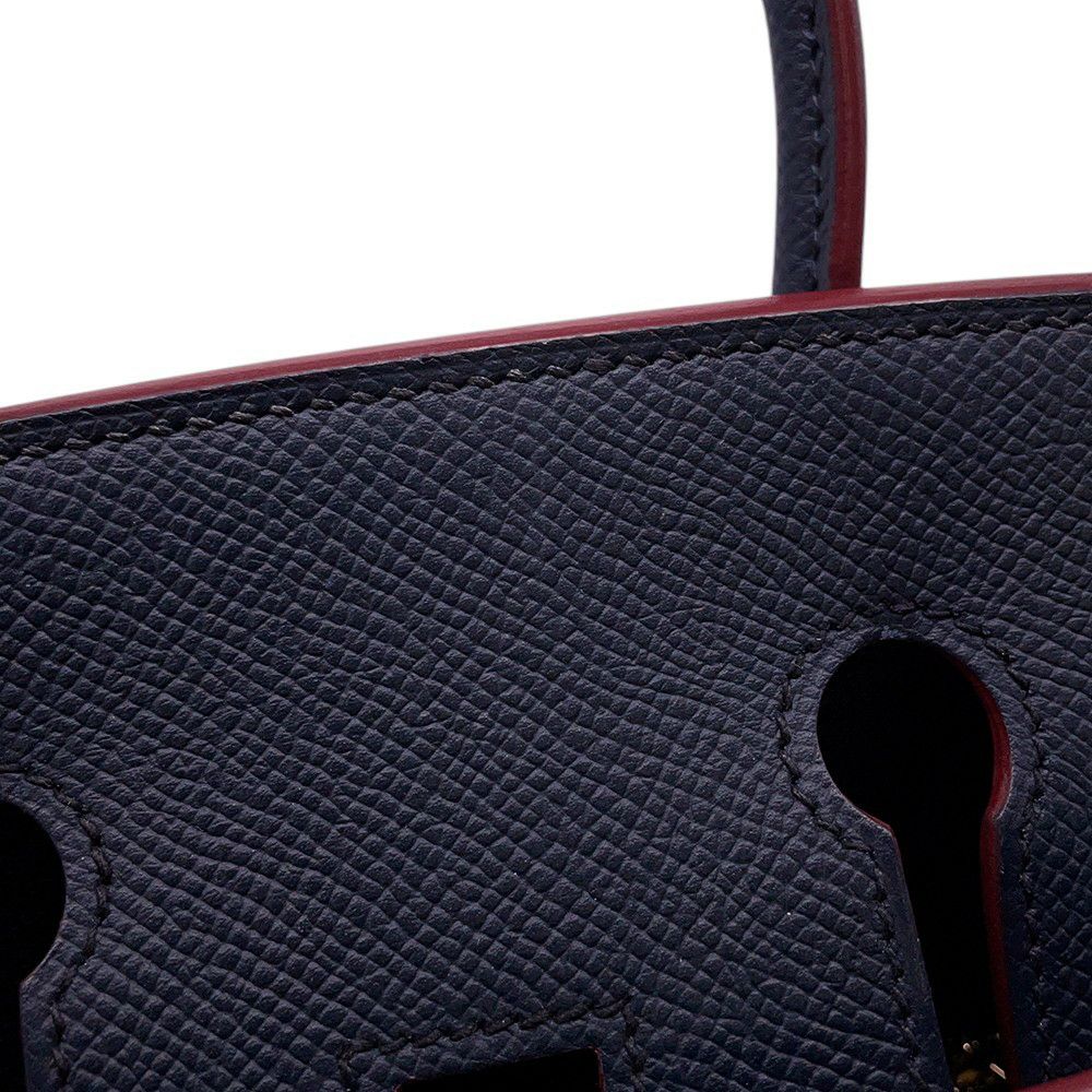 エルメス バーキン コントゥール 25 ブルーインディゴ/ルージュアッシュ/ゴールド金具 エプソン X刻印 HERMES Birkin ハンドバッグ