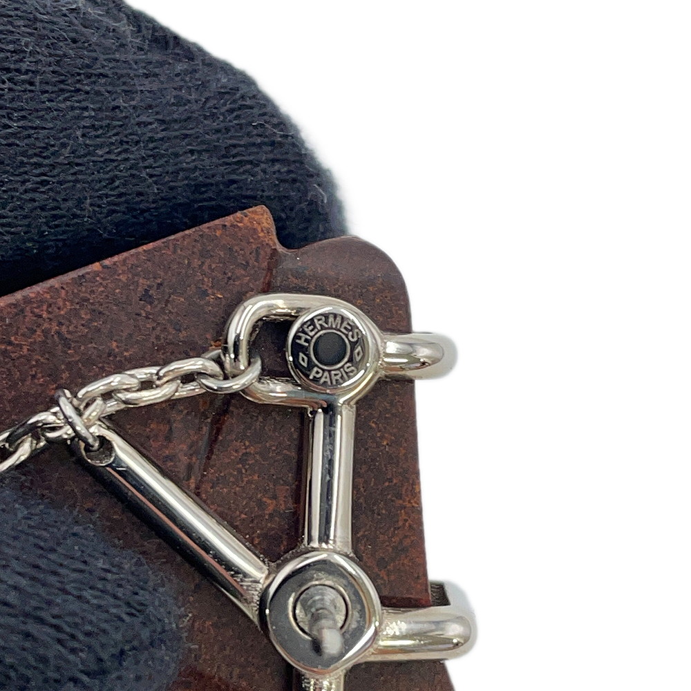 エルメス ブローチ シュヴァル ブラウン/シルバー金具 メタル/ヴュルカニウム HERMES