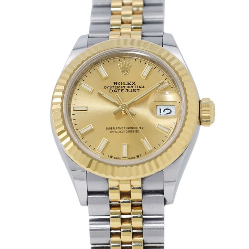 ロレックス レディ デイトジャスト28 SS/K18YG 279173 ROLEX 腕時計 シャンパン文字盤