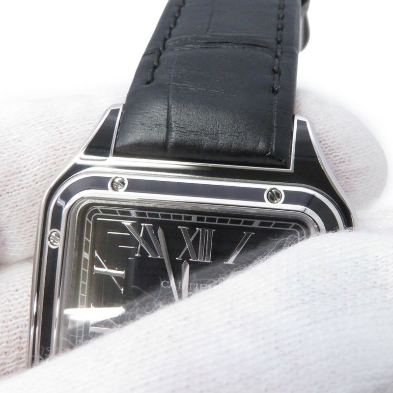 カルティエ サントス デュモン LM WSSA0046 Cartier 腕時計 黒文字盤 手巻き