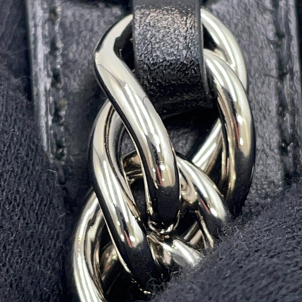 エルメス ブレスレット レニー ブラック/ブラック金具/シルバー金具 ボックスカーフ K刻印 HERMES サイズT4 黒