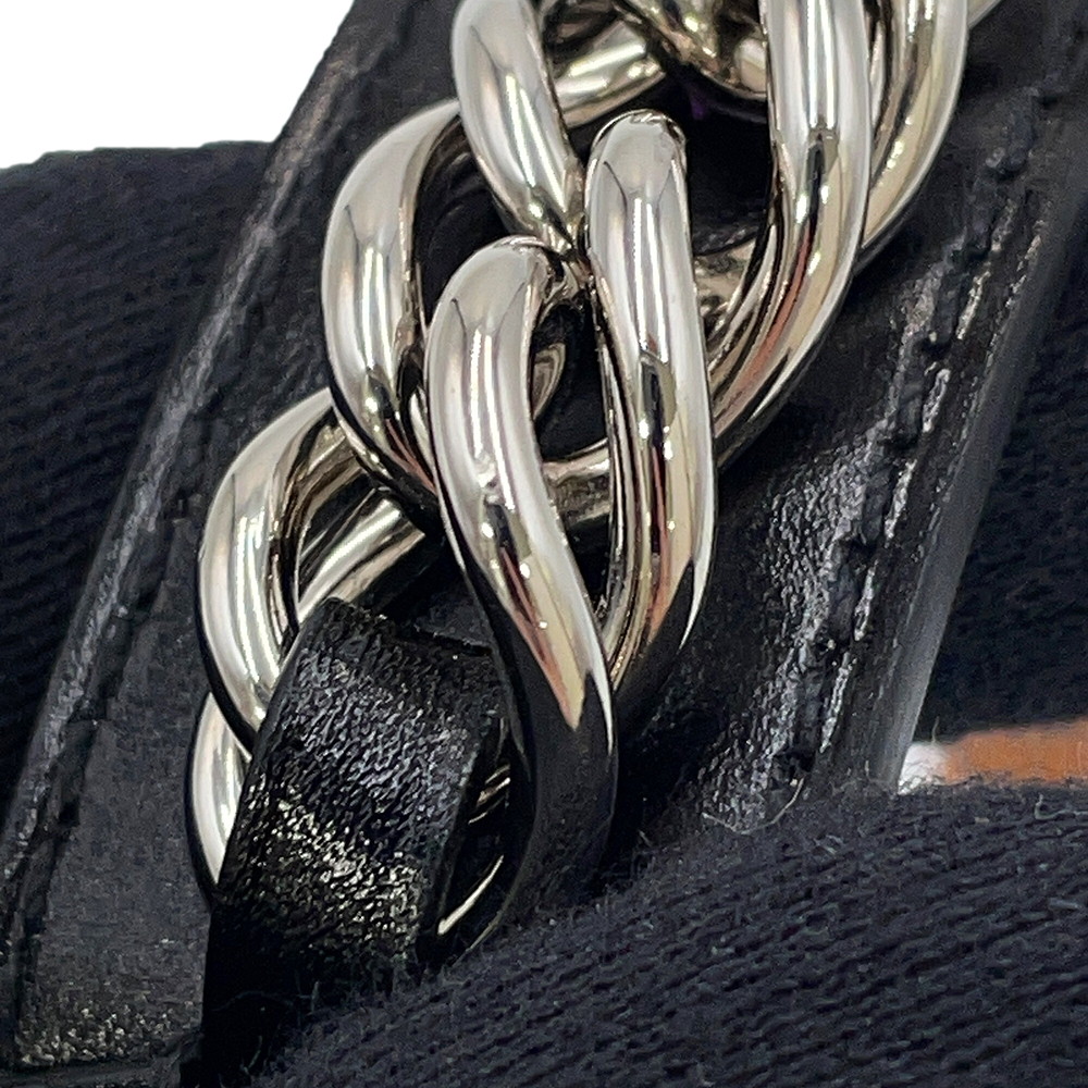 エルメス ブレスレット レニー ブラック/ブラック金具/シルバー金具 ボックスカーフ K刻印 HERMES サイズT4 黒