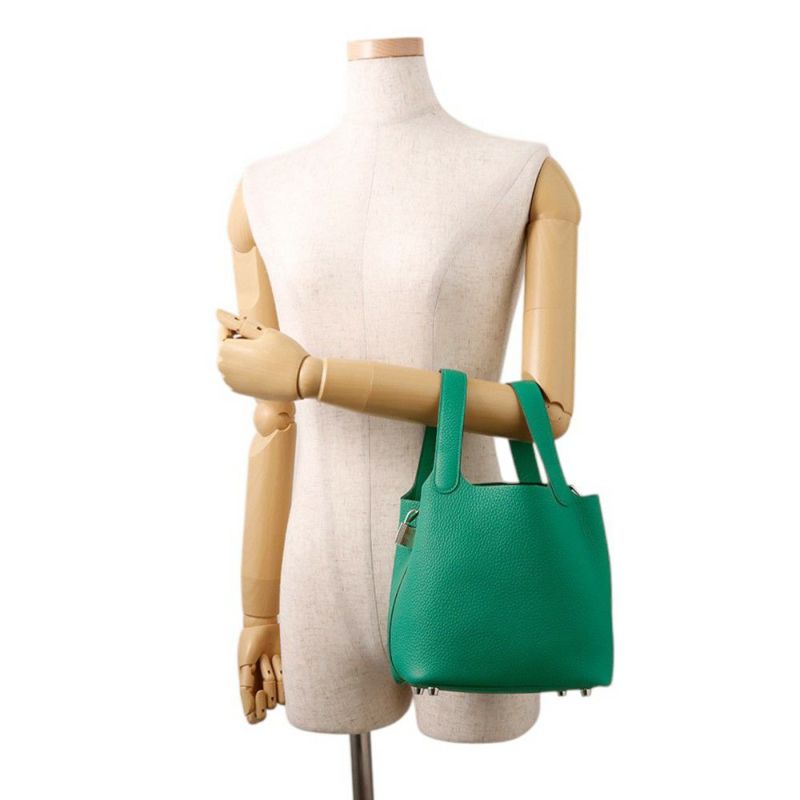 エルメス ハンドバッグ ピコタンロックPM ヴェールヴェルティゴ/シルバー金具 トリヨンクレマンス K刻印