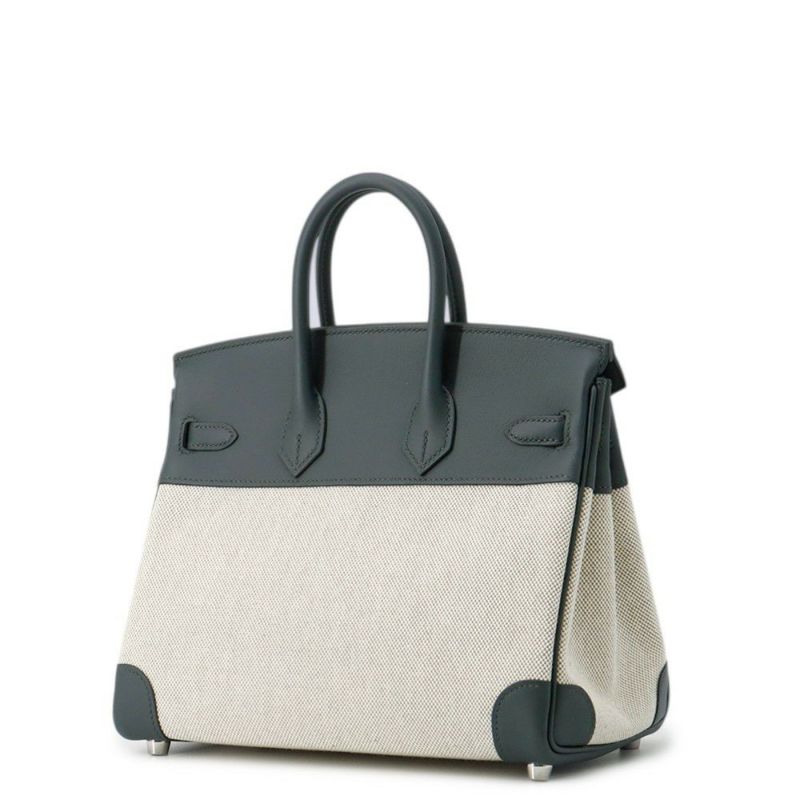 エルメス バーキン25 ヴェールマングローブ/エクリュ/シルバー金具 スイフト/トワルアッシュ K刻印 HERMES Birkin ハンドバッグ