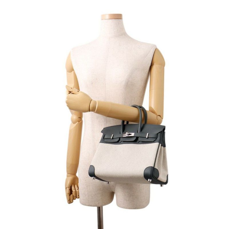 エルメス バーキン25 ヴェールマングローブ/エクリュ/シルバー金具 スイフト/トワルアッシュ K刻印 HERMES Birkin ハンドバッグ