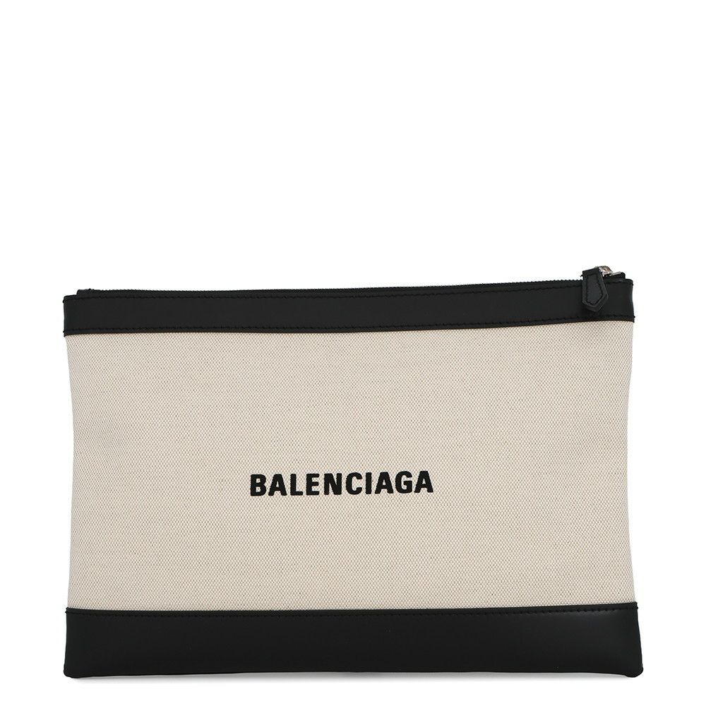 バレンシアガ クラッチバッグ ネイビー クリップ レザー レザー/キャンバス 373834 BALENCIAGA バッグ ポーチ