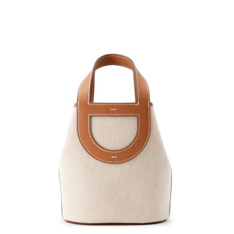 エルメス トートバッグ インザループ 18 ゴールド/エクリュ/シルバー金具 トワルアッシュ/スイフト B刻印