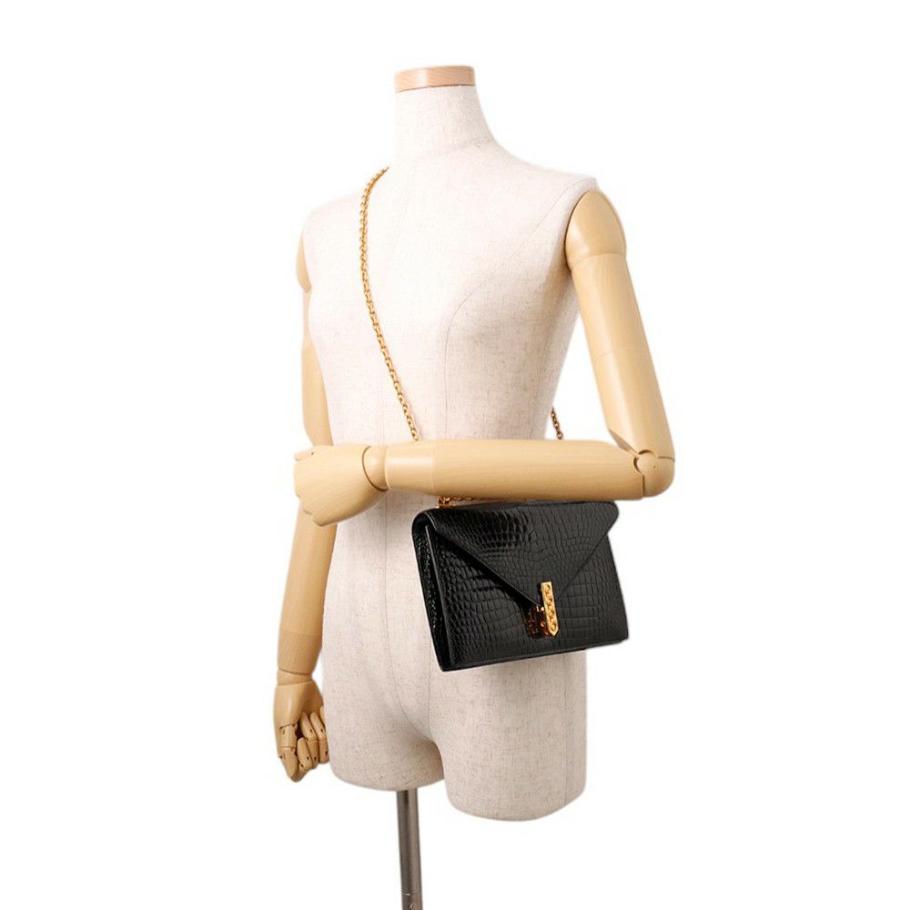 エルメス チェーンショルダーバッグ アルカザール ブラック/ゴールド金具 クロコダイル 黒