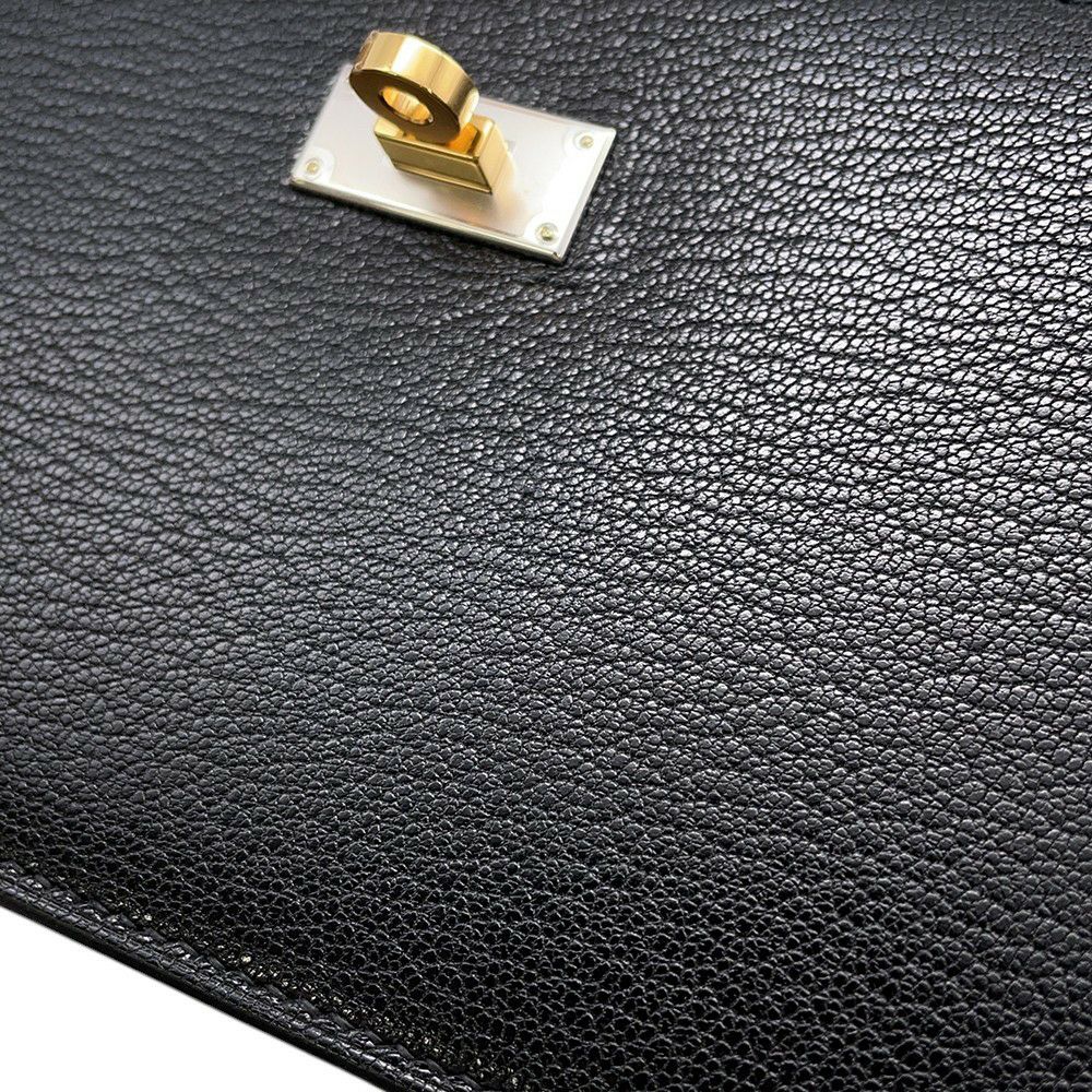 エルメス 長財布 ケリーポケット ロング ブラック/エレクトラム金具 シェブルシャムキラ W刻印 黒