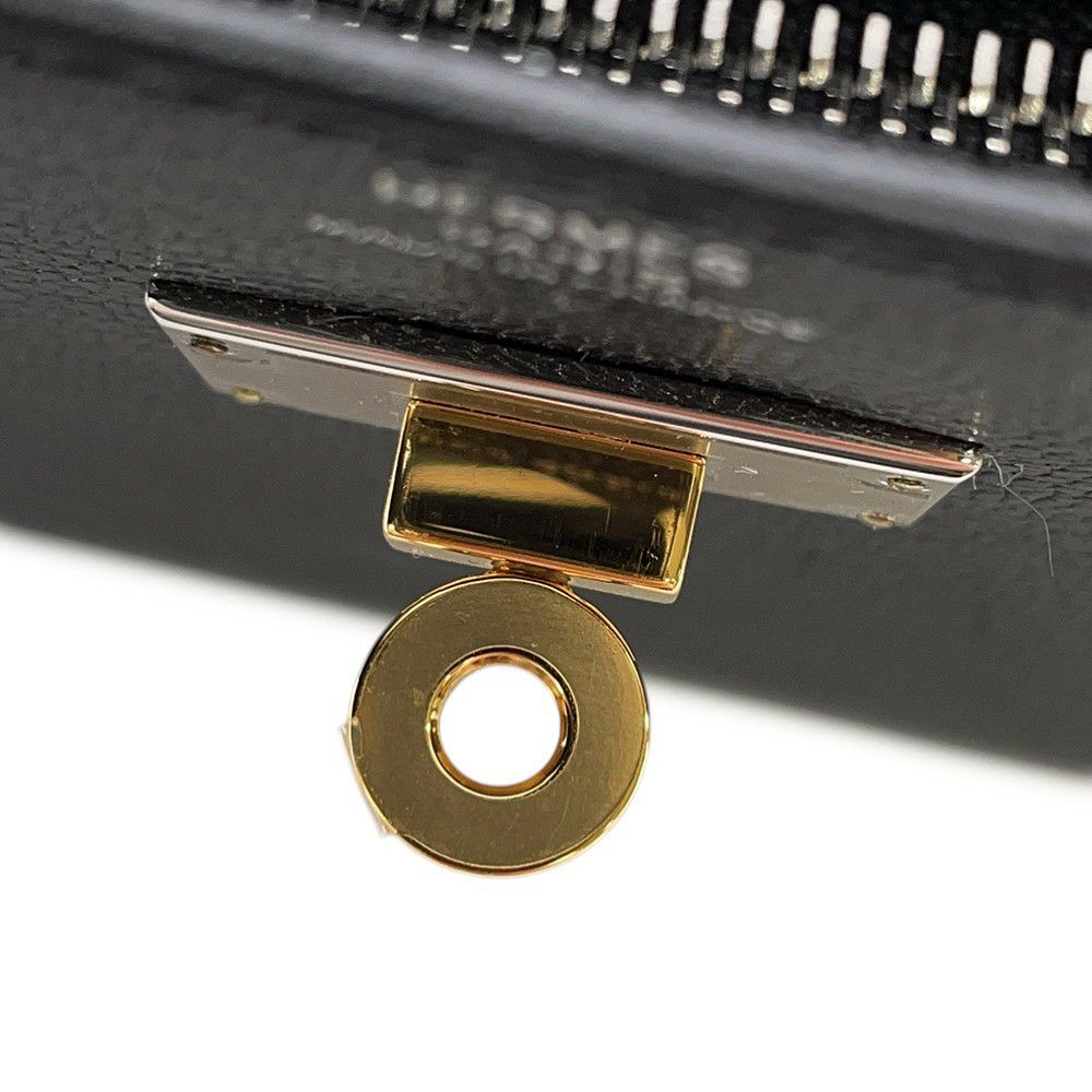 エルメス 長財布 ケリーポケット ロング ブラック/エレクトラム金具 シェブルシャムキラ W刻印 黒