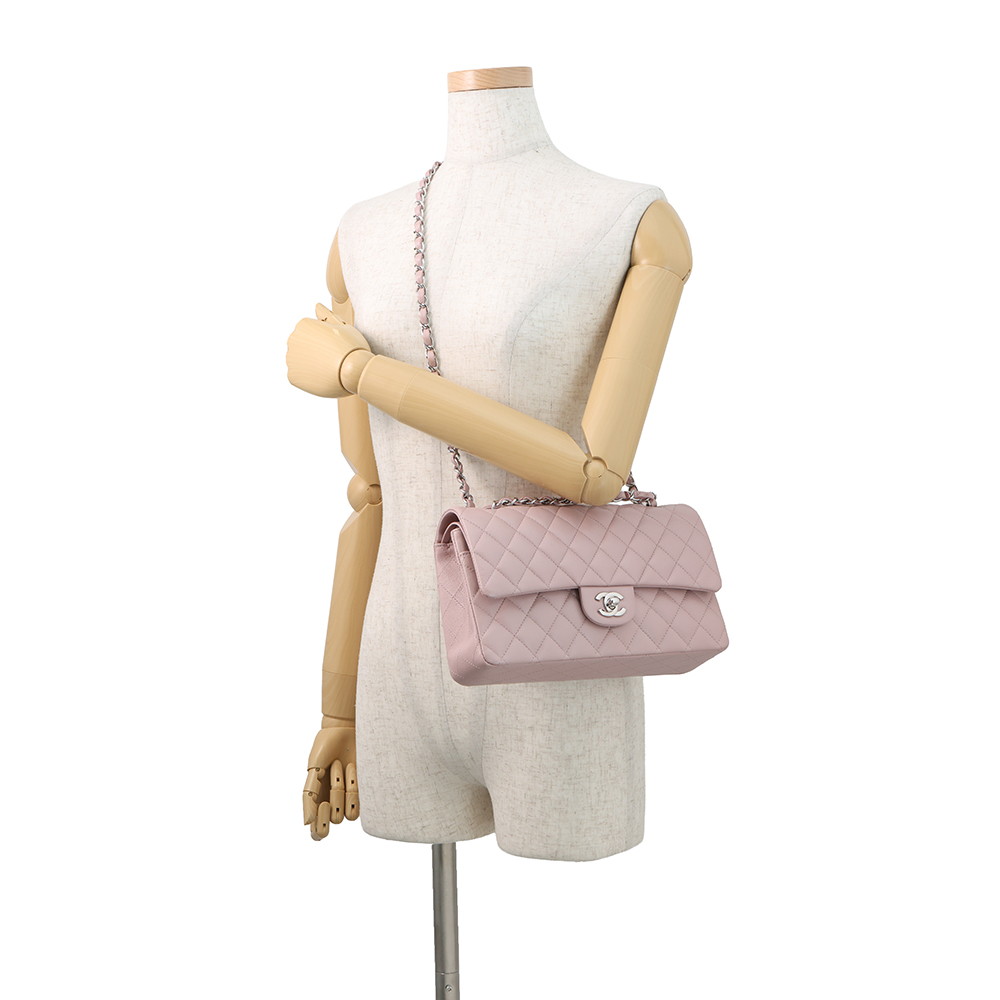 シャネル チェーンショルダーバッグ マトラッセ25 ココマーク キャビアスキン ダブルチェーン A01112 CHANEL