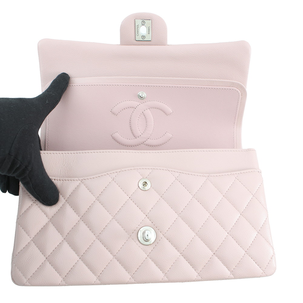 シャネル チェーンショルダーバッグ マトラッセ25 ココマーク キャビアスキン ダブルチェーン A01112 CHANEL