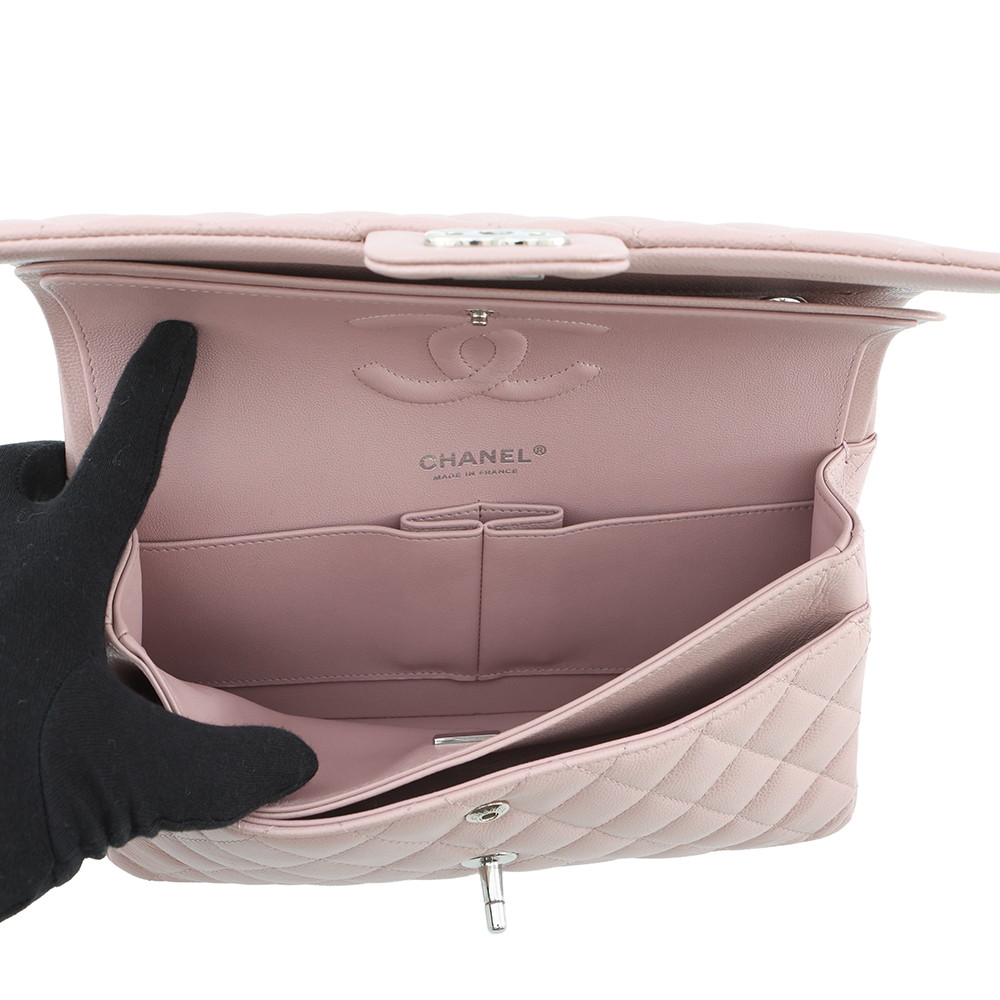 シャネル チェーンショルダーバッグ マトラッセ25 ココマーク キャビアスキン ダブルチェーン A01112 CHANEL