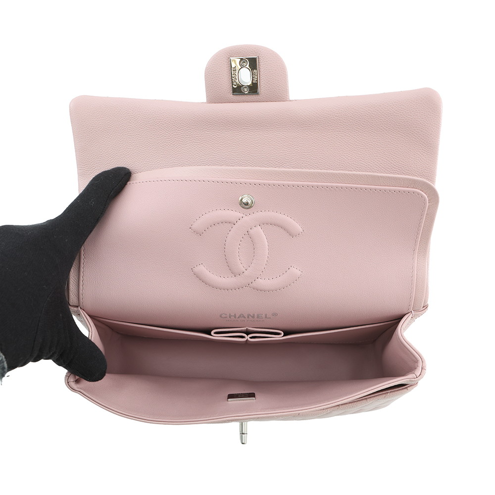 シャネル チェーンショルダーバッグ マトラッセ25 ココマーク キャビアスキン ダブルチェーン A01112 CHANEL