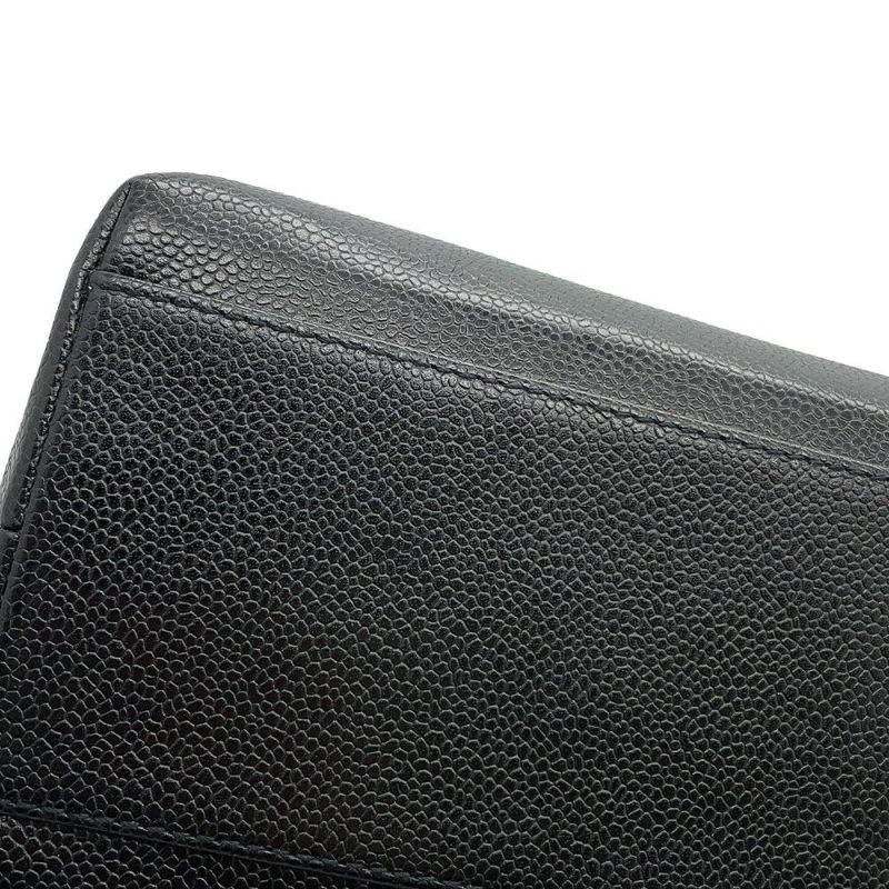 シャネル ハンドバッグ ココマーク トップハンドル キャビアスキン CHANEL 黒